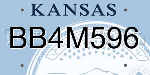 BB4M596 Kansas License Plate