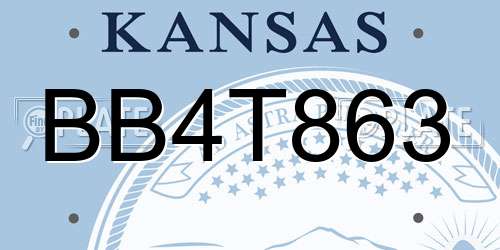BB4T863 Kansas License Plate