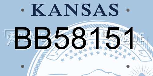 BB58151 Kansas License Plate