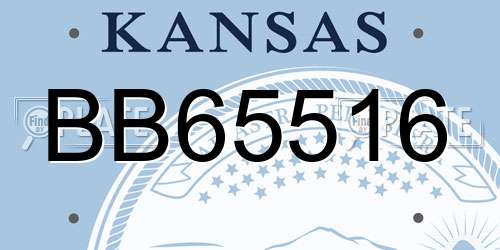 BB65516 Kansas License Plate