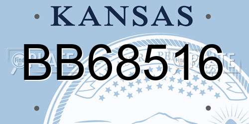 BB68516 Kansas License Plate