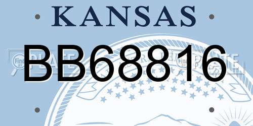 BB68816 Kansas License Plate