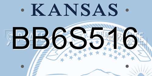 BB6S516 Kansas License Plate