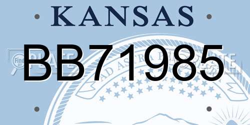 BB71985 Kansas License Plate