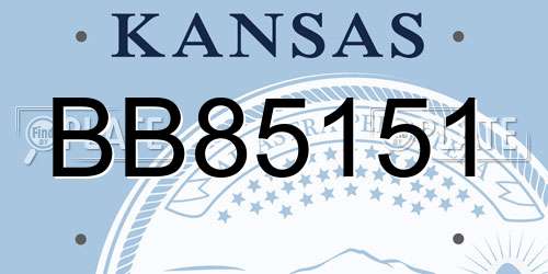 BB85151 Kansas License Plate