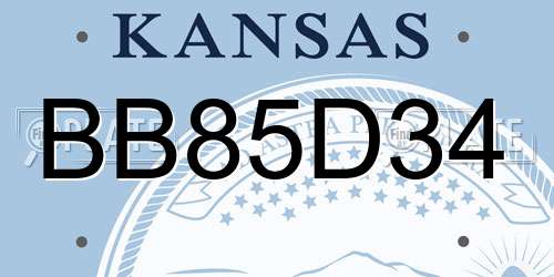 BB85D34 Kansas License Plate