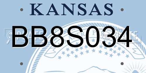 BB8S034 Kansas License Plate