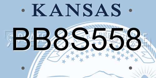 BB8S558 Kansas License Plate