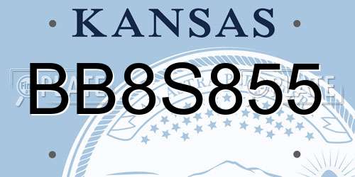 BB8S855 Kansas License Plate