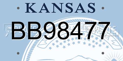 BB98477 Kansas License Plate