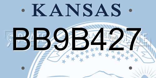 BB9B427 Kansas License Plate