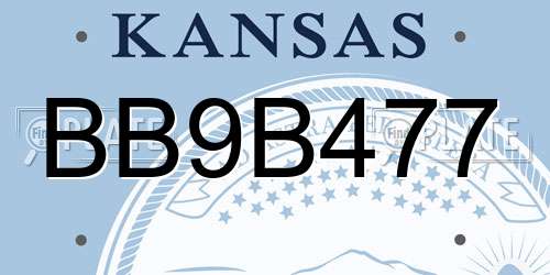 BB9B477 Kansas License Plate