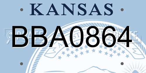 BBA0864 Kansas License Plate