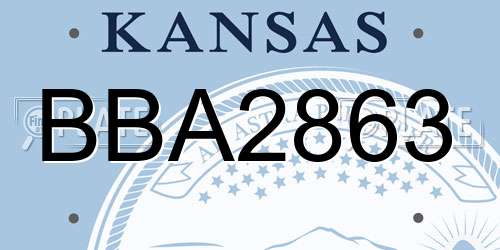 BBA2863 Kansas License Plate