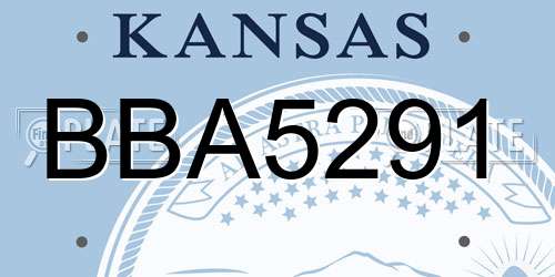 BBA5291 Kansas License Plate