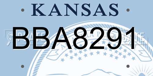 BBA8291 Kansas License Plate