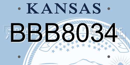 BBB8034 Kansas License Plate