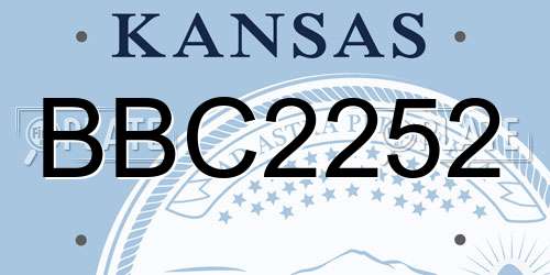 BBC2252 Kansas License Plate