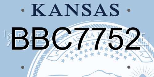 BBC7752 Kansas License Plate