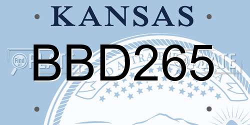 BBD265 Kansas License Plate