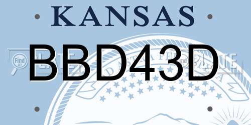 BBD43D Kansas License Plate