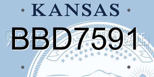 BBD7591 Kansas License Plate
