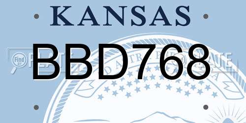 BBD768 Kansas License Plate