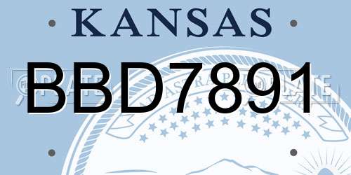 BBD7891 Kansas License Plate