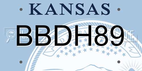 BBDH89 Kansas License Plate