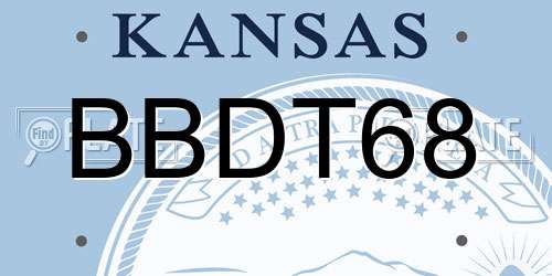 BBDT68 Kansas License Plate