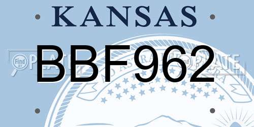 BBF962 Kansas License Plate