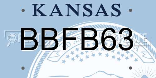 BBFB63 Kansas License Plate
