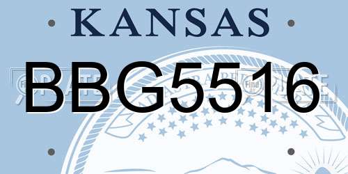 BBG5516 Kansas License Plate