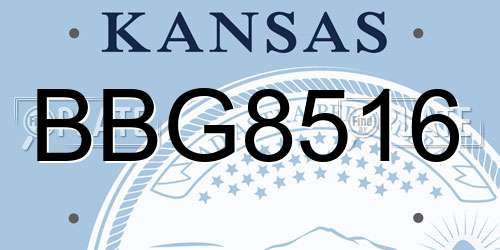 BBG8516 Kansas License Plate