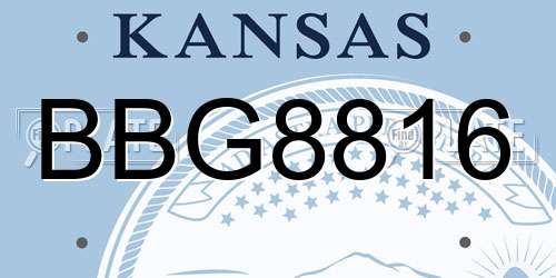 BBG8816 Kansas License Plate