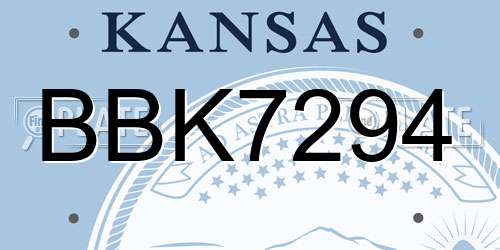 BBK7294 Kansas License Plate