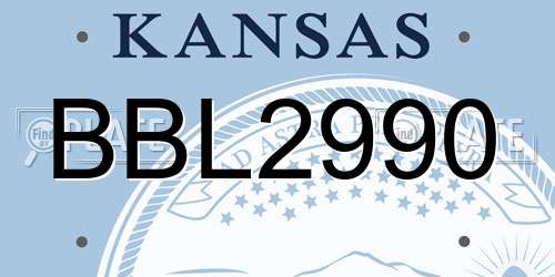 BBL2990 Kansas License Plate