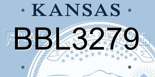 BBL3279 Kansas License Plate