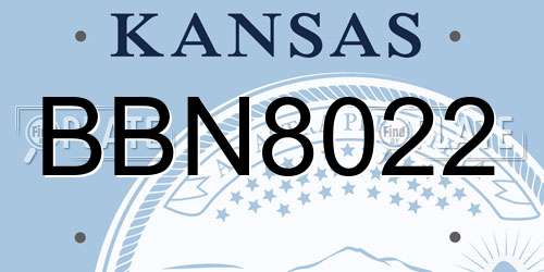 BBN8022 Kansas License Plate