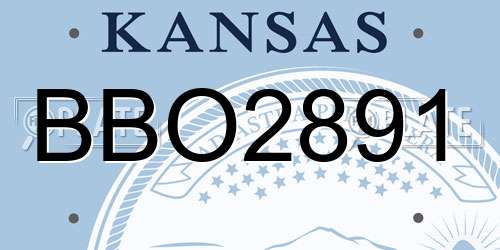 BBO2891 Kansas License Plate