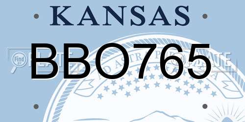 BBO765 Kansas License Plate