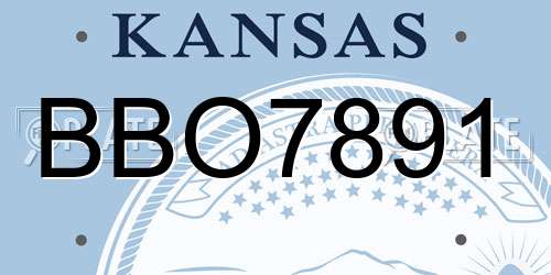 BBO7891 Kansas License Plate