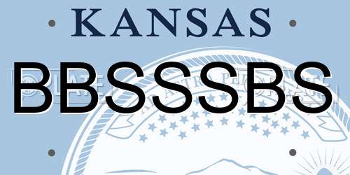 BBSSSBS Kansas License Plate