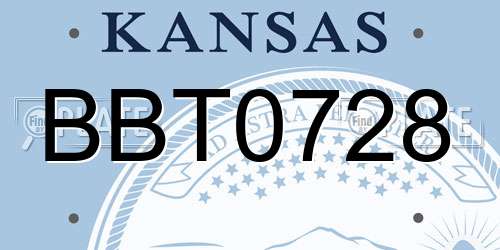 BBT0728 Kansas License Plate