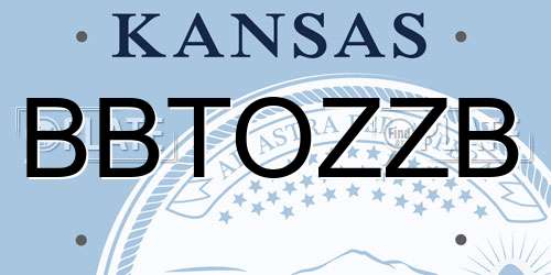 BBTOZZB Kansas License Plate