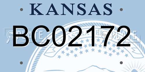 BC02172 Kansas License Plate