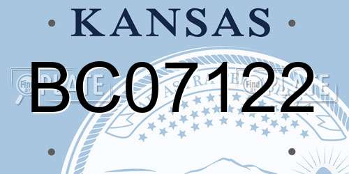 BC07122 Kansas License Plate