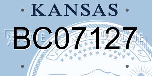 BC07127 Kansas License Plate