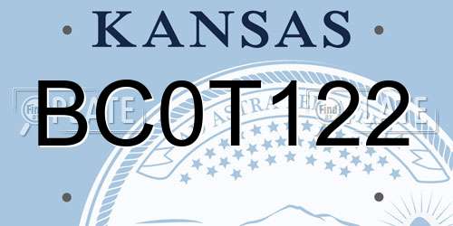 BC0T122 Kansas License Plate