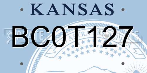 BC0T127 Kansas License Plate